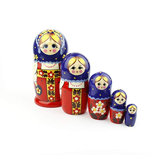 Muñecas Rusas, 5 Matrioskas de Estilo Sarafán Rojo | Muñeca Babushka de Madera, Diseño de...