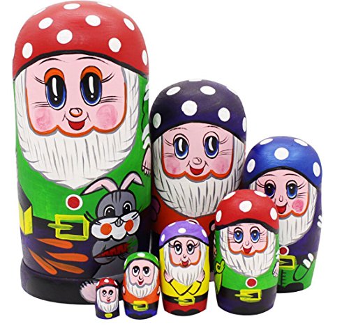 Juego de 7 muñecas rusas de enanitos de madera (edición limitada)