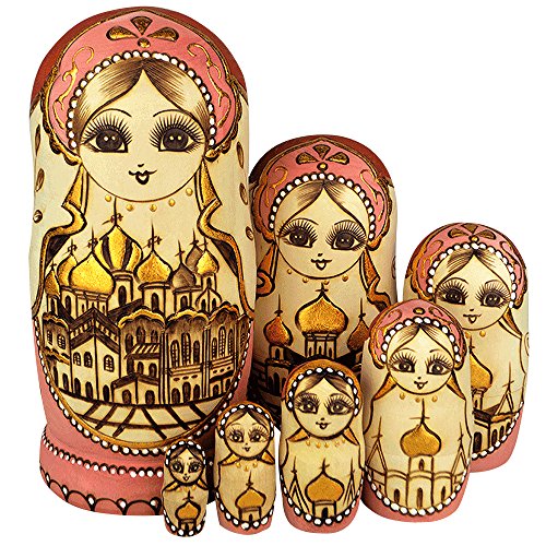 Muñecas Rusas Matrioska 10 piece Madera Matrioska de Rusia de 10 capas YAKELUS hecha a mano y por el tilo marca profesional de Matrioska es un juguete y un regalo 
